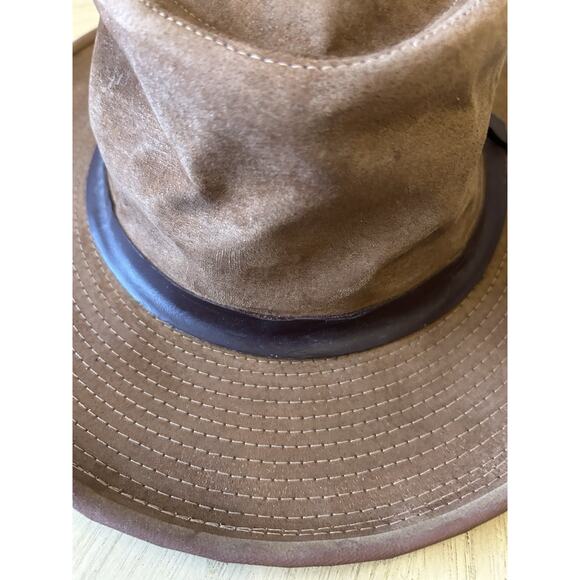 VTG Tin Cloth Packer Hat Suede Brown Amalgamated Workers Union USA S Filson ? - Picture 3 of 11